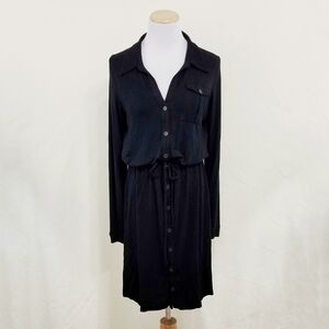 White + Warren black button up dress long sleeve medium